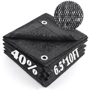Cool Area 40% Sun Shade Cloth Mesh Tarp with Grommets for Plant Cover 6.5x10ft Patio Canopy Garden Pergola Greenhouse Car Barn Kennel Black