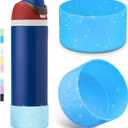2 x Allwith 2PCS Diamond Silicone Boot for Owala Water Bottle, Anti-Slip Protective Sleeve for Owala Twist,FreeSip and Flip Stainless Steel Water Bottle, BPA-Free, Dishwasher Safe, Accessories (24 Ounces, Deep Blue Flash)