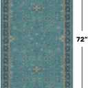 Hazo Haus Boho 2x6 Non Slip Kitchen Rug Runner - Teal Washable Rug for Bathroom, Laundry Room, Hallway, Non Slip with Rubber Backing, Floral Aqua Blue Unique Runner Décor