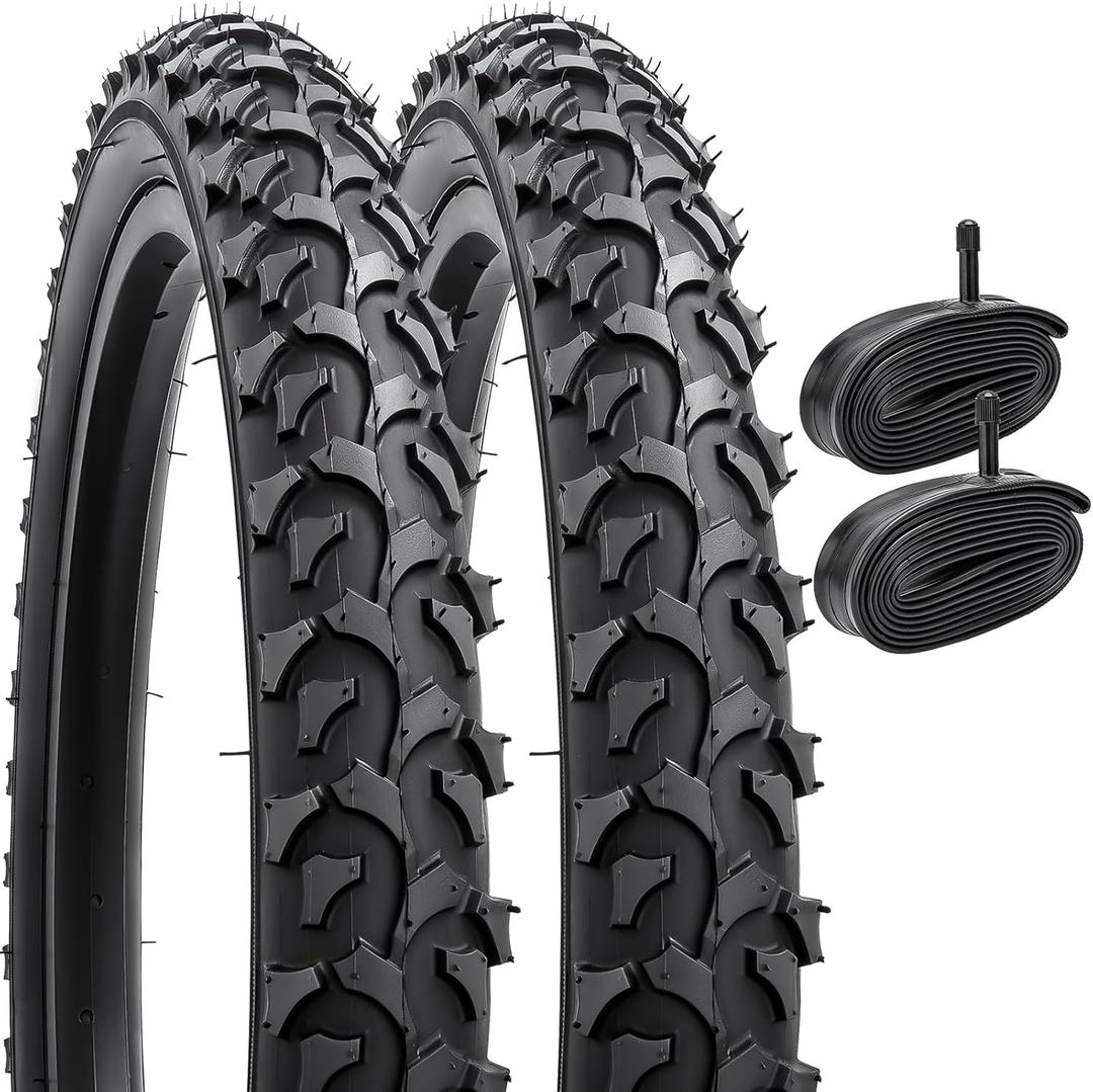 YUNSCM 2-PCS 16" Mountain Bike Tires 16x1.95/53-305 and 16" Heavy Duty Bike Tubes Schrader Valve Compatible with Off Road Bike 16x1.90 16 x 1.95 16x2.0 Bicycle Tires and Tubes (Y-1108)