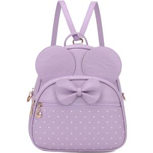KL928 Girls Mini Backpack Bowknot Polka Dot Cute Daypacks Convertible Shoulder Bag Purse for Women (L.Purple)