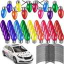 Outus 96 Pieces Christmas Car Refrigerator Decorations -48 Reflective Bulb Light Shaped Magnets 48 Magnetic Wires Ornaments Set Xmas Holiday Cute Decor(Assorted Colors, 96 Pieces)