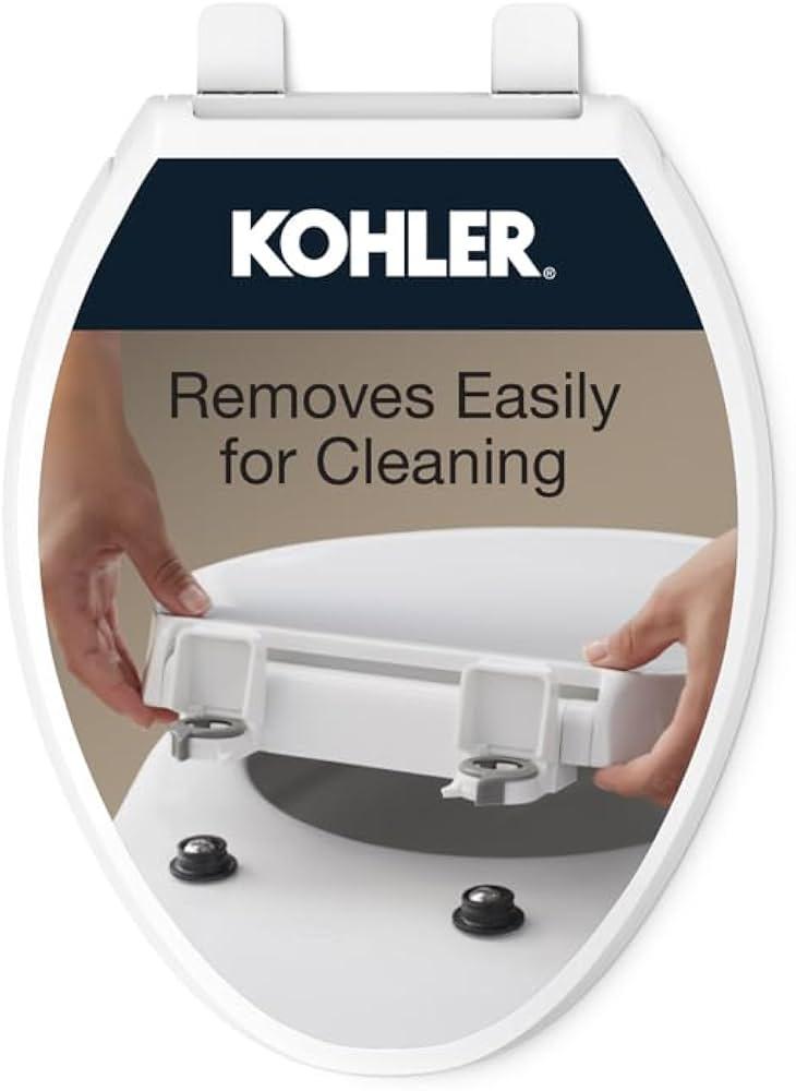 KOHLER Cachet ReadyLatch Elongated Slow Close Toilet Seat, White
4636-RL-0, Quiet Lid, Contoured Grip-Tight Bumpers Installation Hardware, Apartment Essentials