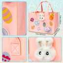 Aviski 2PCS Easter Egg Hunt Bags, Easter Bunny Gift Bags with Handles, Easter Treat Bags, Felt Easter Bags for Gifts Wrapping, Egg Hunt Game, Easter Party Supplies, 12" x7.8" x6.8"(Pink + Light Blue)