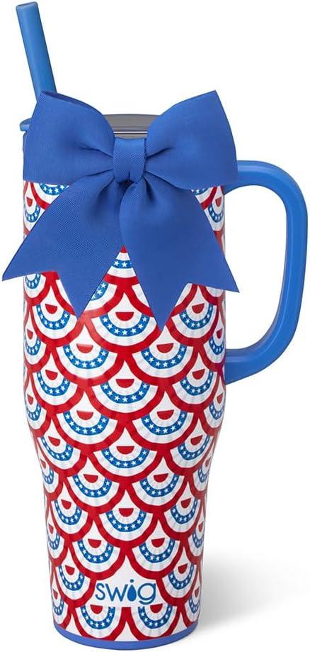 Swig Life 40oz Leak Proof Mega Mug, 40oz Leak Proof Tumbler with Handle and Straw, Extra Large Insulated Tumblers, Cup Holder Friendly Travel Mug, Reusable Leakproof Water Bottle (Liberty Belle)