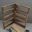 Wooden Foldable Jewelry Display Stand with Removable 32 Hooks, Earring Cards necklace bracelet Keychain Showcase Cascading Merchandise Organizer For Selling For vendor events