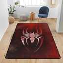 Red Spider Area Rug White Spider Symbol Carpet Modern Graphic Hallway Popular Rug Unique Home Decor Floor Mat for Kids Room Living Room Bedroom Playroom Rugs 4'x 5.3'