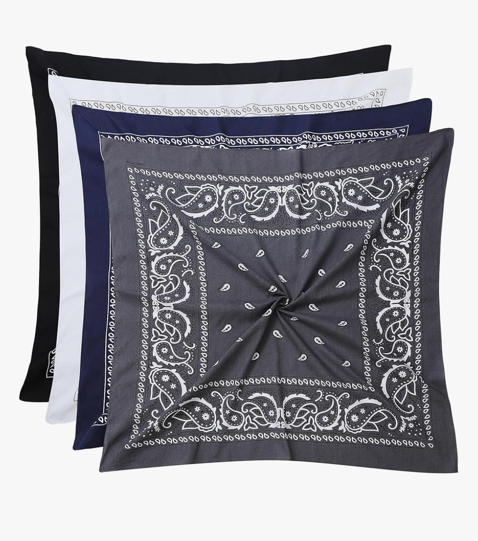 100% Cotton 27" x 27" Large Bandanas for Men & Women, Multi-Purpose Bandana Headbands, Square Head Scarf