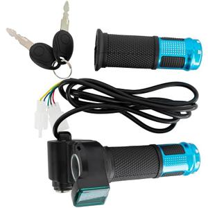 Electric Twist Throttle Grips, Electric Scooter Three Speed Throttle Handlebar, LED Battery Voltage Display Electric Bike Throttle Accelerator Aluminium Speed Control