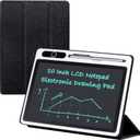 10 inch LCD Writing Tablet Electronic Writing Notebook with PU Protective Cover Erasable Drawing Pad Gift for Kids Adults at Home School Office(Black
