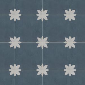 Peel and Stick Floor and Wall Tile for Bathroom Kitchen SPC Vinyl Self Adhesive Flooring 9x9In Blue Flower Encaustic Patterned Groutless Backsplash, 16 Tiles, 9.12 Sq Ft.