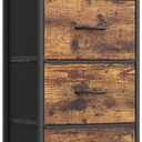 SONGMICS Dresser for Bedroom, Chest of Drawers, Steel, MDF, 4 Non-Woven Fabric Drawers, Storage Organizer Unit, Closet, Entryway, Rustic Brown and Ink Black ULGS314B02S