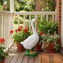 iStatue Porch Goose 23 Inch, Porch Goose Statues Lawn Ornaments, Resin Large Outdoor Garden Decor Farmhouse Patio Yard Entryway Decorative Figurine (Grass Base), Extra Large