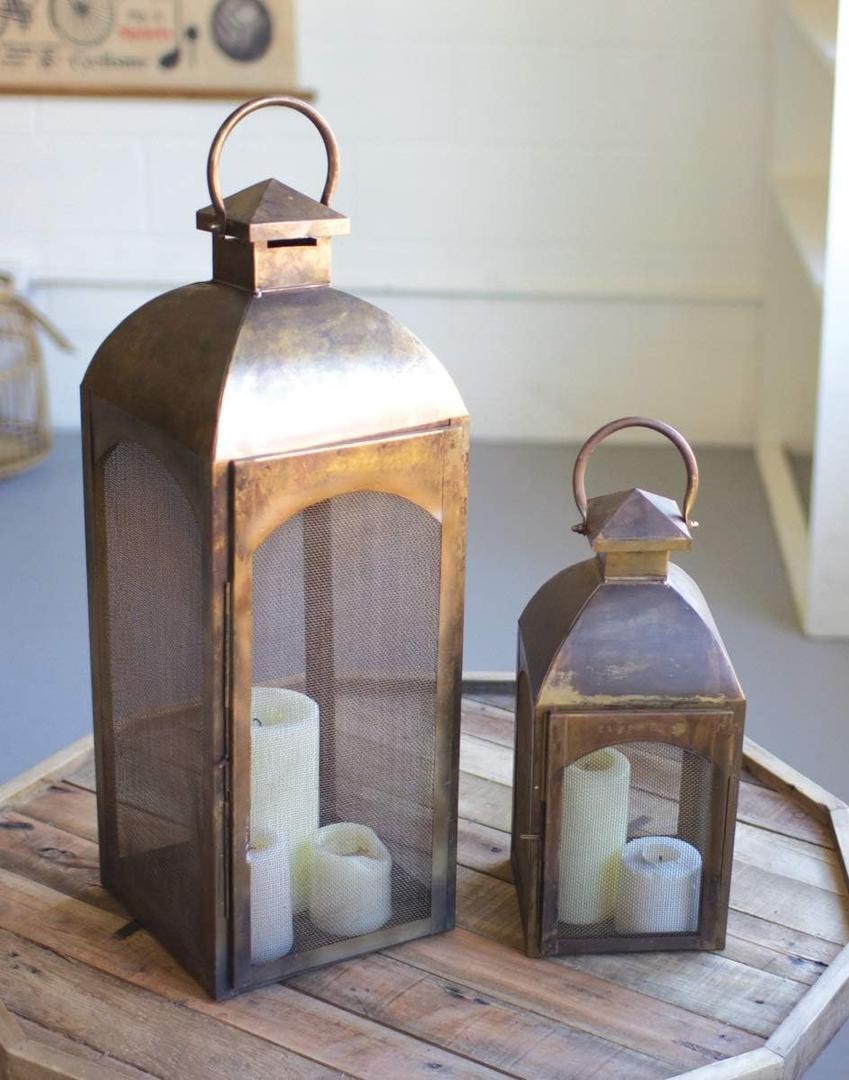 KALALOUKalalou NZK1093 Set of Two Bronze Lanterns, Brown