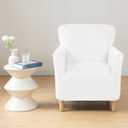 Stretch Chair Covers Banquet Armchair Slipcovers Luxury Velvet Armchair Sofa Covers Chair Slipcover Anti-Slip Furniture Protector for Living Room Friendly for Kids Pets (White)
