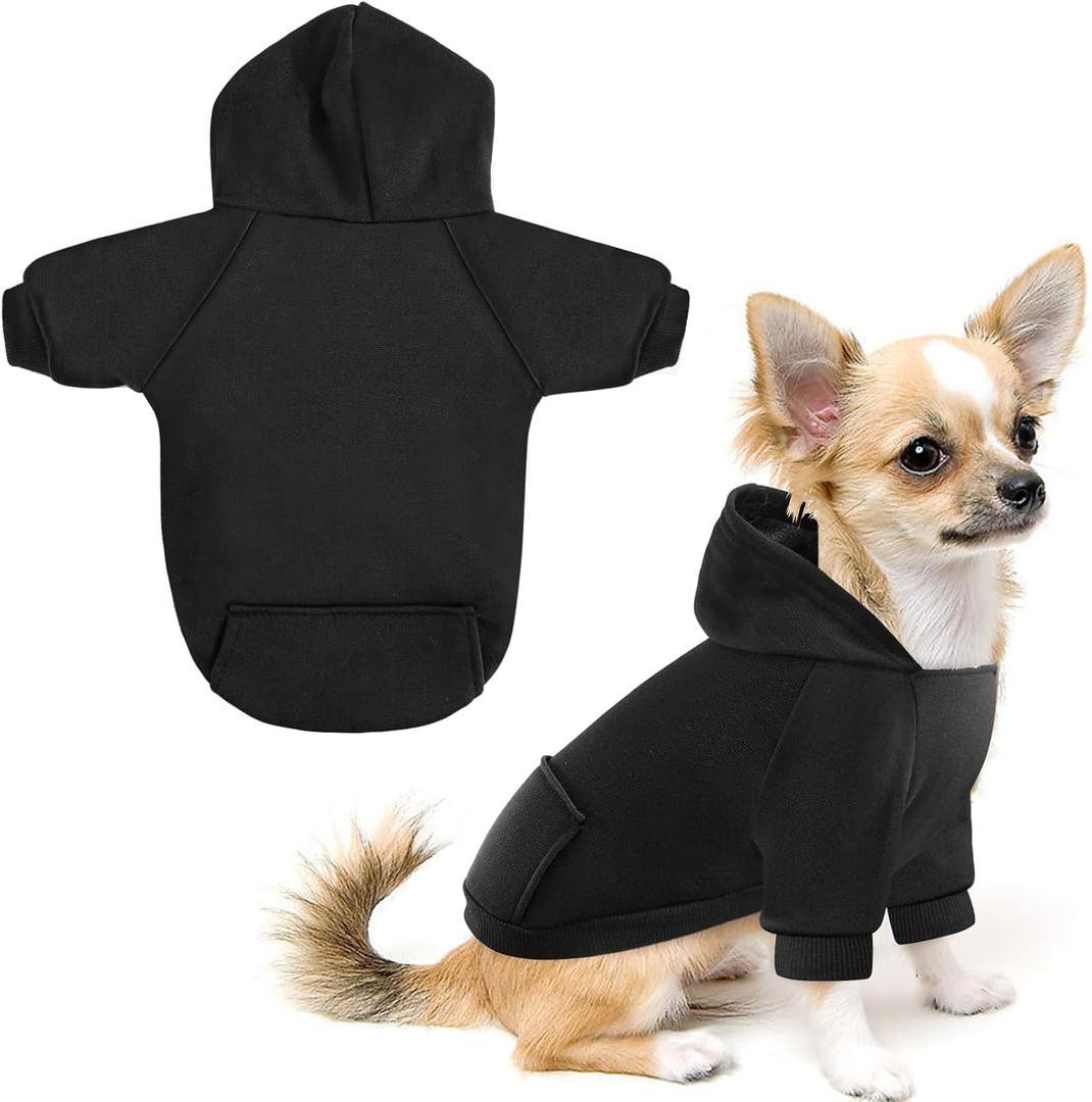 Idepet Pet Dog Hoodies Dog Clothes for Small Dogs Vest Chihuahua Clothes Warm Coat Jacket Autumn Puppy Outfits Cats Dogs Clothing(2XL,Black) (XX-Large)