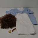 No Brand 5Pcs Halloween Wrestler Costume Blue T-shirt Pants Wig Beard Necklace for Men Halloween Cosplay Party Dress Up L