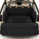 Waterproof SUV Cargo Liner for Dogs - Pu Leather Pet Car Seat Cover Protector with Bumper Flap, Non-Slip Backseat Mat for SUVs, Sedans, Vans Trunk | Easy Clean, Scratch Resistant (Black,Large)