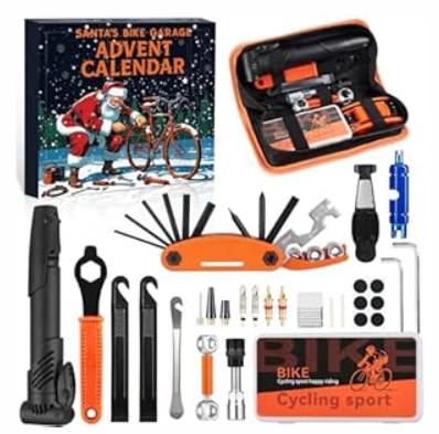 Bike Repair Tool Advent Caendar for Adult Men Teens, 24 Day Bicycle Repair Kit with Multitool, Bone Wrench & Patches Christmas Countdown Calendar for Husband or Son 
