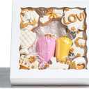 RomanticBaking 50pcs 8x8x2 Inches Bakery Boxes with Window Cookies Boxes Chocolate Covered Strawberries Boxes Cakesicle Boxes for Christmas Valentine's Halloween Easter Father's Mother's Day (White)