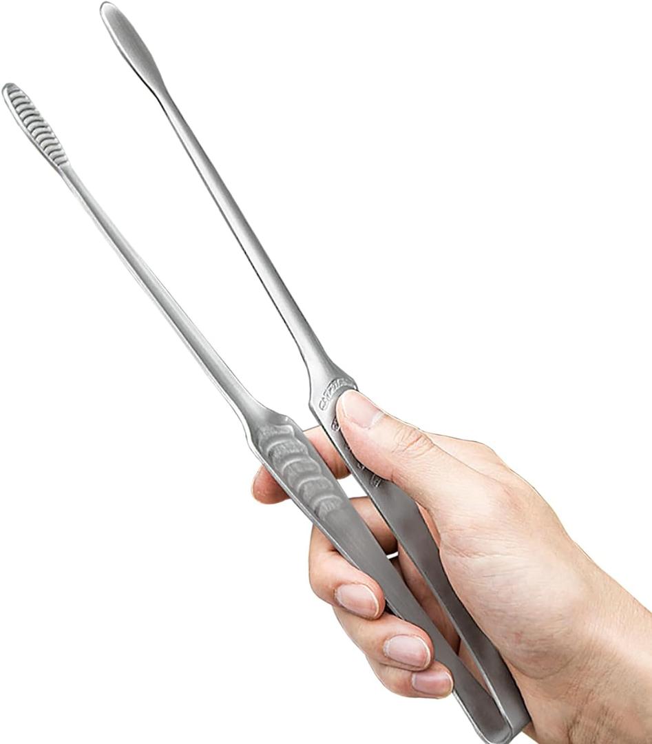 JETKONG Stainless Steel Kitchen Tongs, Serving Tongs for Cooking, 10.6" Metal Food Tongs with Non-Slip Comfort Grip, Non-Stick Cooking Tongs Heat Resistant BBQ Tong Grill Tong for Barbecue Grilling (Silver)