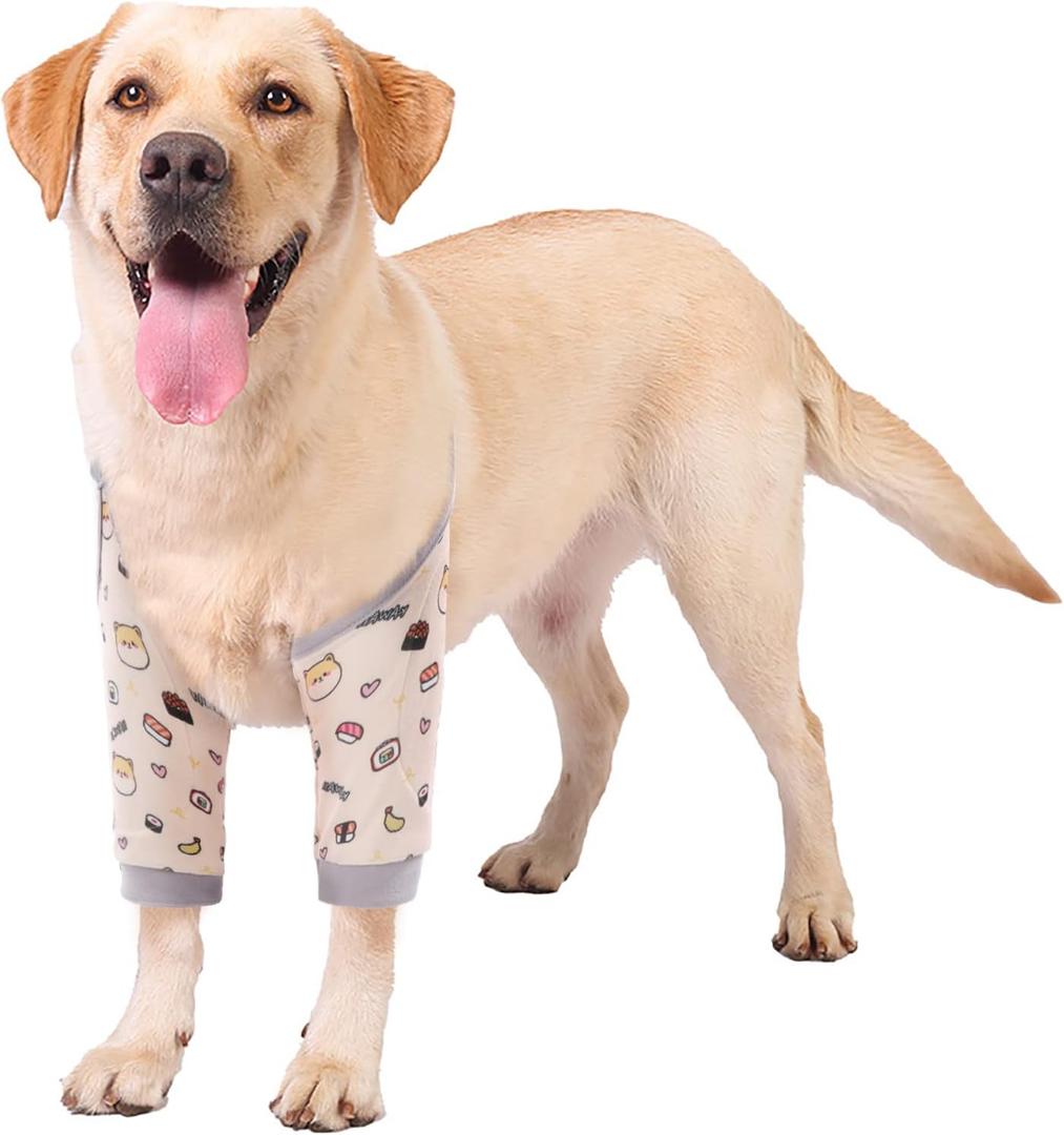 ROZKITCH Dog Surgery Leg Sleeve for Front Legs, Pet Prevent Licking Wound Elbow Knee Protector, Dog Leg Sleeve to Stop Licking Cone Collar Alternative for Sprain ACL CCL Arthritis Cute Dog L