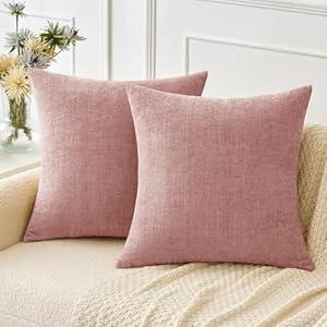 MIULEE Pack of 2 Couch Throw Pillow Covers 16x16 Inch Soft Green Chenille Pillow Covers for Sofa Living Room Spring Home Decor Couch Solid Dyed Cases