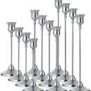 Silver Taper Candle Holders 4 Sets(12 Pcs) - Tall Metal Candlestick Holders for Table Centerpiece, Formal Dinner, Wedding, Fireplace Mantel Decor, Fits 3/4 Inch Thick Candles