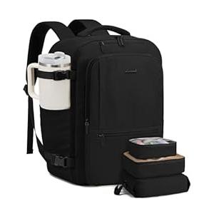 LOVEVOOK Travel Backpack for Women & Men, 60L Large Carry On Backpack Airline Approved, TSA Personal Item Weekender Bag, Laptop Backpacks with 3 Packing Cubes for Travel Essentials, Waist Belt (20.5 Inch, Beige)