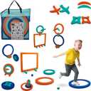 Foam Play Mat for Toddlers & Kids – Floor Puzzle Mat & Convert to 8 Games and More Activities, Great Fun in Classroom, Playroom, Daycare, Indoor and Outdoor, 2 pc Pack 19” X 19” in Soft EVA