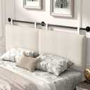 HouseMila Headboard for King Size Bed, Wall Mounted Headboard with Fine Linen Upholstery and Button Tufting, Adjustable Heigh Headboard for Bedroom (Beige, King)