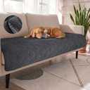 Turquoize Couch Cover for Dogs Washable Non-Slip Couch Covers for 3 Cushion Couch Sofa Pet Friendly Quilted Thick Chenille Sofa Slipcover Furniture Protector Covers for Pet, 36 x 70Inch, Grey