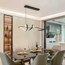 Modern LED Chandelier for Dining Room, 39in Dimmable Linear Wave Spiral Ceiling Chandeliers with Remote, Black Hanging Pendant Light Fixtures for Kitchen Island Over Table, 60W