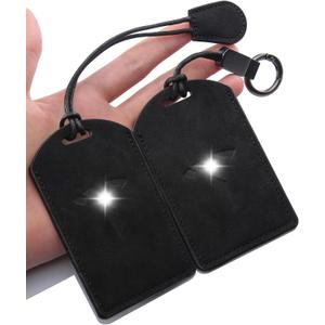 Tumbled Leather Key Card Holder, for Tesla Model 3/Y/S/X/Cybertruck, with Keychain Accessories, 2-Pack