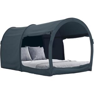 LEEDOR Bed Tent Dream Tents Bed Canopy Shelter Cabin Indoor Privacy Warm Breathable Pop Up Twin/Full/Queen for Kids and Adult Patent Pending(Mattress Not Included) (PitchBlack)