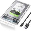 POSUGEAR 2.5'' External Hard Drive Enclosure, 6Gbps USB C 3.1 Gen 2 to SATA III Tool-Free Clear External Hard Drive Case for 7mm/9.5mm 2.5 inch SSD HDD with UASP Compatible with WD Toshiba Samsung PS4