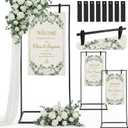 Blulu 3 Pack Wedding Sign Holder Adjustable Metal Wedding Sign Stand with 8 Leather Straps Floor Display Easel Stand for Welcome Seating Chart Ceremony Reception Decor(Black)