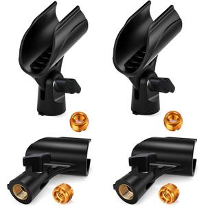4 Pcs Universal Microphone Clip, Adjustable Mic Clip Holder for Mic StandCome with 5/8" Male to 3/8" Female Screw Adapter