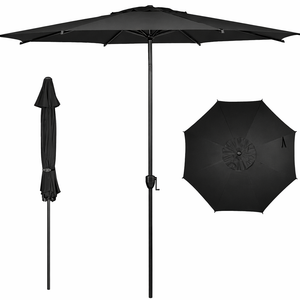 Abba Patio 11FT Lyon Outdoor Patio Umbrella Outdoor Table Umbrella with Push Button Tilt and Crank Market Umbrella 8 Sturdy Ribs UV Protection Waterproof for Garden Deck Backyard Pool Black