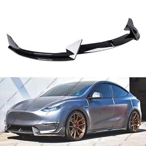 WheelX 3Pcs Front Lip Compatible with 2020-2024 Tesla Model Y, Bumper Air Dam Lower Chin Splitter Protection Body Kit Fits for 2020 2021 2022 2023 2024 (Glossy Black)