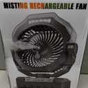 Portable Misting Fan, 36000mAh Rechargeable Battery Powered Camping Fan with 460ml Tank & 6.6ft Mist, 4 Speeds 2 Light Modes for Outdoor Patios Travel Jobsite Beach Summer Essentials - Black, Large