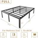 HOBINCHE 14 Inch Metal Full Size Bed Frame No Box Spring Needed - Easy Assembly Heavy Duty Noise Free Narrow Bedframes - Double Black Basic Steel Slats Platform with Storage