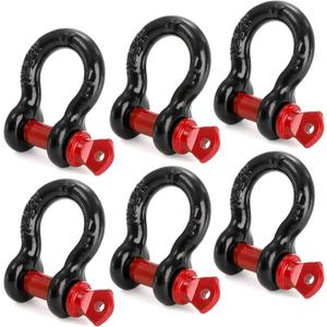 Bekith 6 Pack 1/2" D Ring Shackle 2.0 Ton (4,000 lbs) Capacity with Screw Pin Heavy Duty Shackles for Tow Strap, Winch, Off-Road Truck Vehicle Recovery