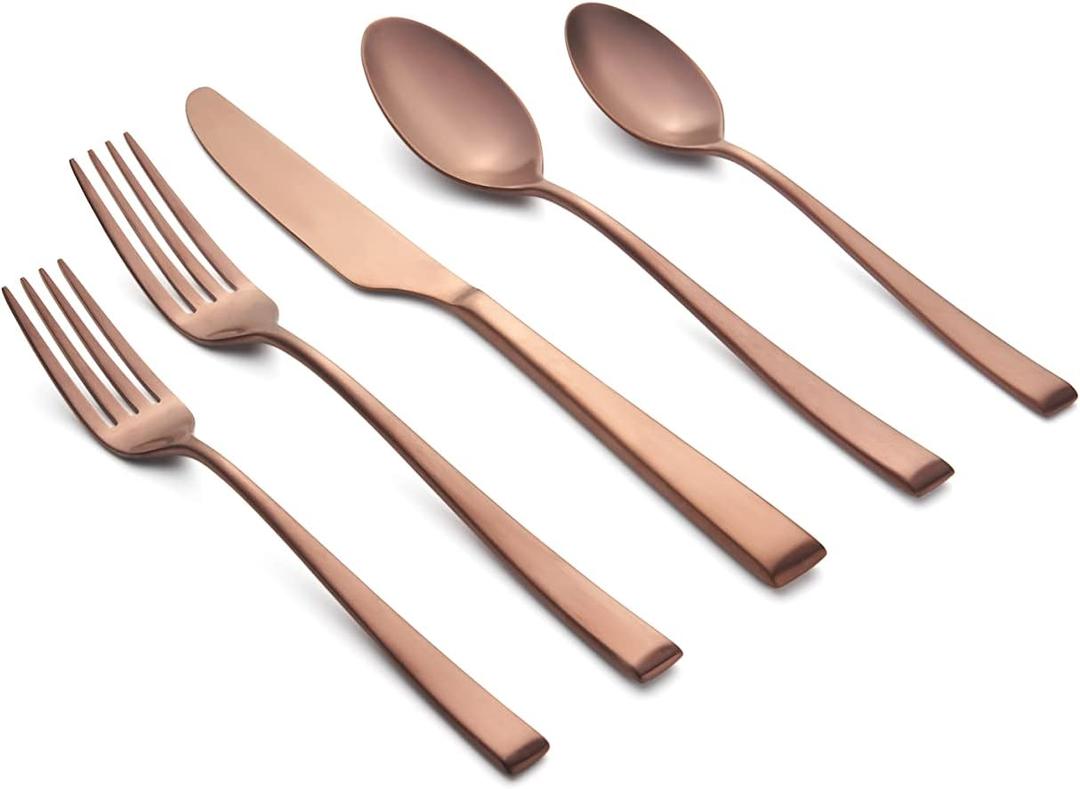 CAMBRIDGE Silversmiths Marlise Copper Satin 20-Piece Flatware Set, Service for 4
