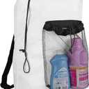 Dalykate Backpack Laundry Bag, Laundry Backpack with Shoulder Straps and Mesh Pocket Durable Nylon Clothes Hamper Bag with Drawstring Closure for College, Travel, Laundromat, Apartment (White)
