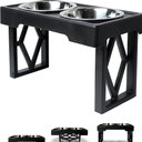 Pet Zone Elevated Dog Bowls Designer Diner 3 Height Adjustable Raised Dog Bowl Stand with 2 Stainless Steel Bowls (7 Cup Capacity Each)