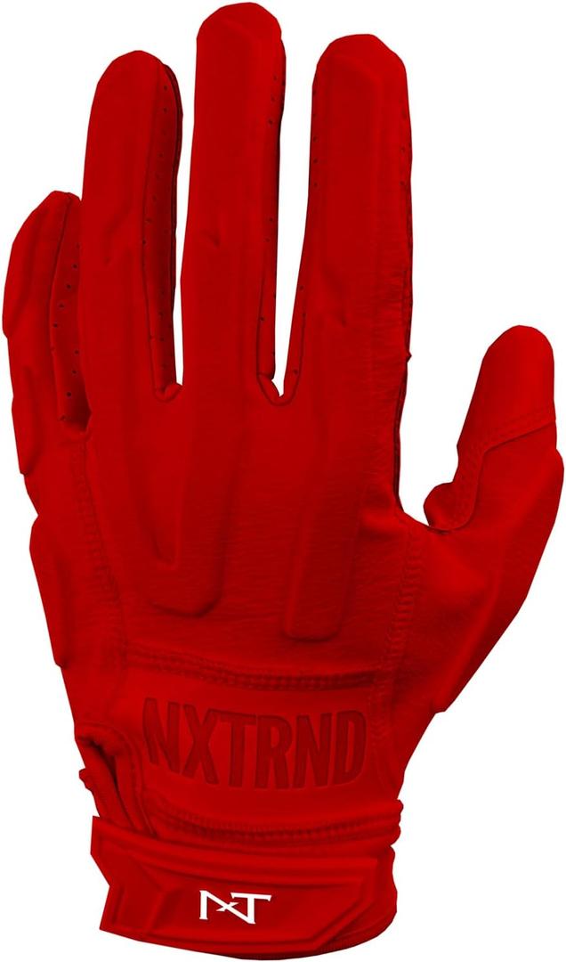 Nxtrnd G3 Padded Football Gloves, Sticky Padded Receiver Gloves, Lineman Gloves (Red, X-Large)