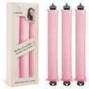 Luckybear Jumbo Heatless Hair Curler, 3pcs Pink Satin Flexi Rods - Heatless Curls, Soft Velvet Overnight Sleeping Curls Styling Tools for All Hair Types