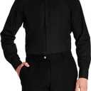 STACY ADAMS Men's 39000 Solid Dress Shirt (14.5" Neck 32"-33" Sleeve, Black)