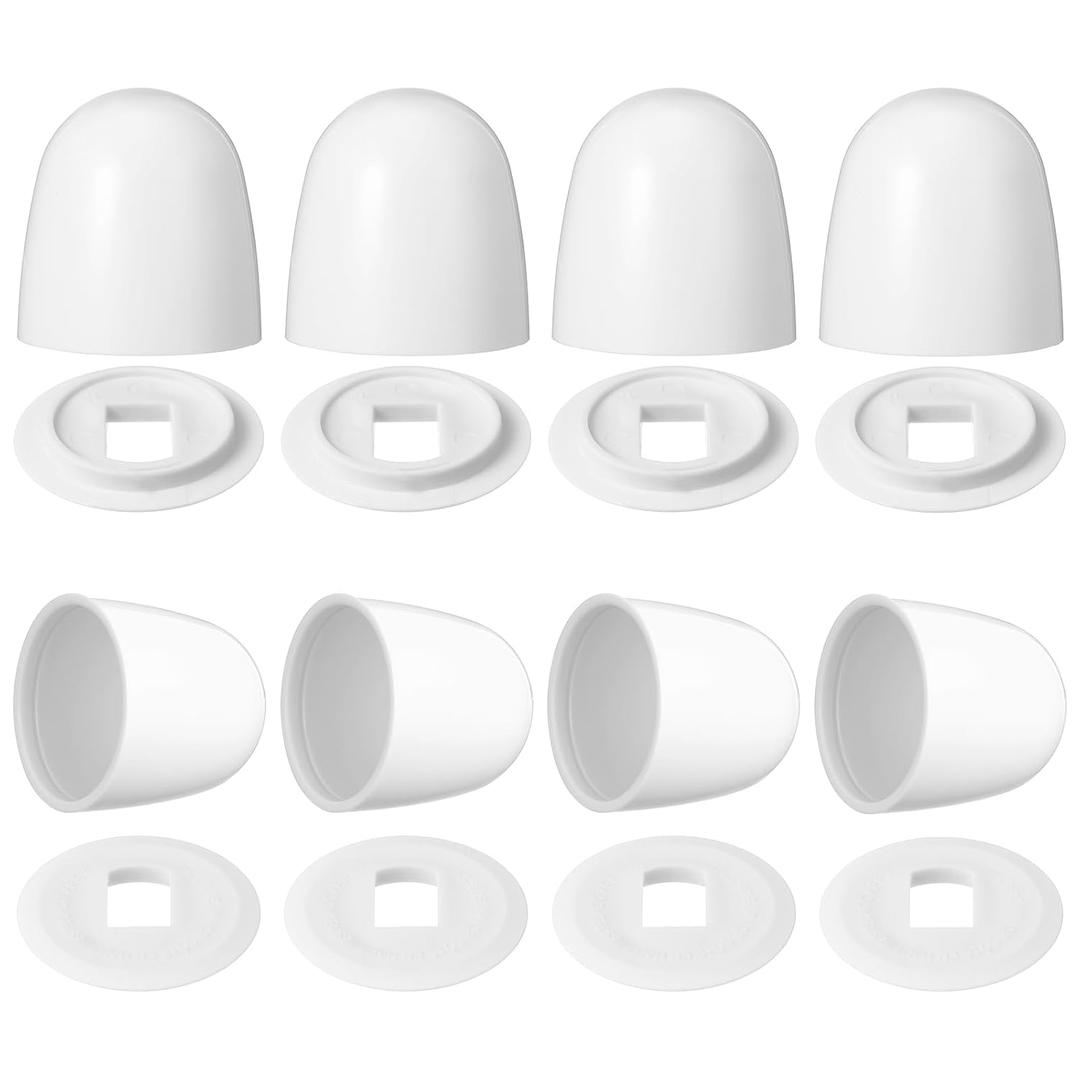 8 Packs White Toilet Bolt Caps 1.44IN Height Round Plastic Push-On Toilet Bowl Bolt Caps Covers Easy Installation Effectively Hides Bathroom Installation Marks
